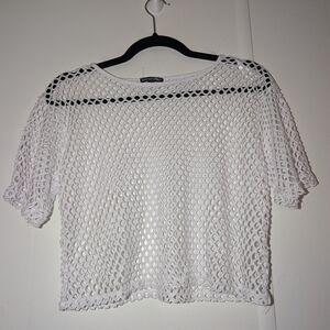 🛍️4 For $15🛍️White Cropped Short Sleeve Blouse *New With Out Tags*